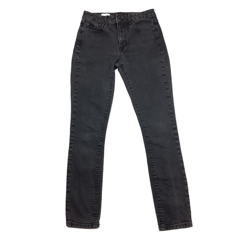GAP High Rise Skinny Black Denim Jean Women's 27R 27X29 Mid Wash Stretch